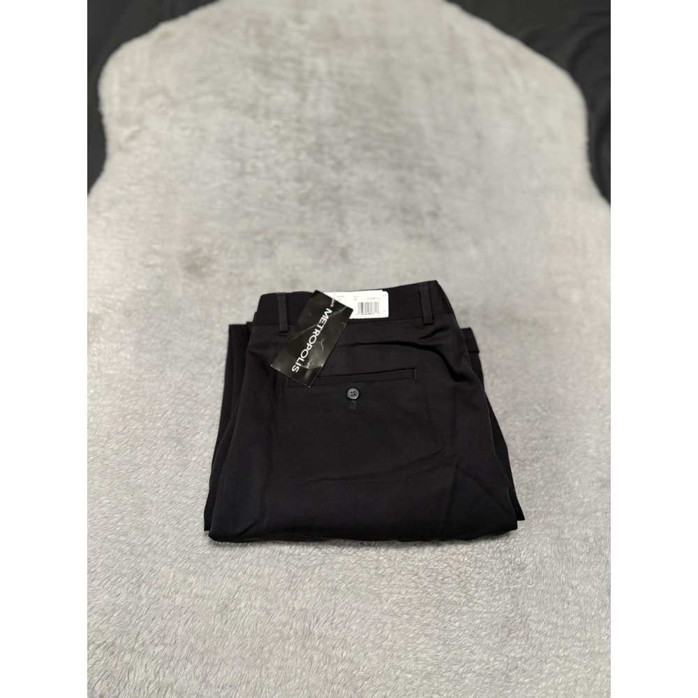 New Metropolis Pleated Straight Wool Dress Pants Size 38x31 Cuffed Trousers